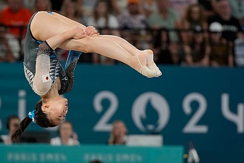 Rina Kishi competes during the women's artistic gymnastics individual floor finals